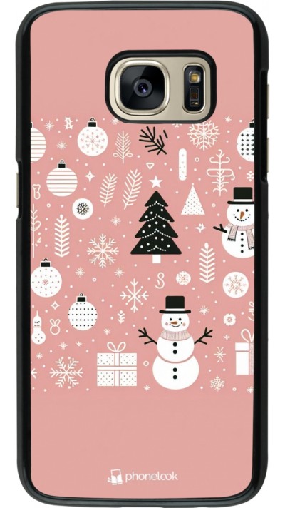 Samsung Galaxy S7 Case Hülle - Weihnachten 2024 Rose Schneemann Weihnachten