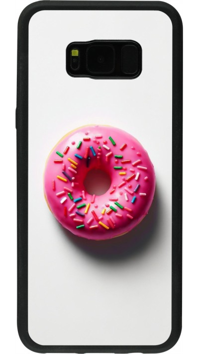 Samsung Galaxy S8+ Case Hülle - Silikon schwarz Weisser Hintergrund, pinker Donut Samsung Galaxy S8+ Case Hülle - Silikon schwarz Weisser Hintergrund, pinker Donut