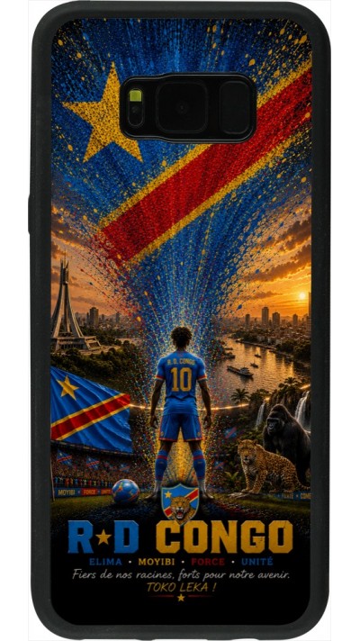 Coque Samsung Galaxy S8+ - Silicone rigide noir Football République démocratique du Congo splash 2026