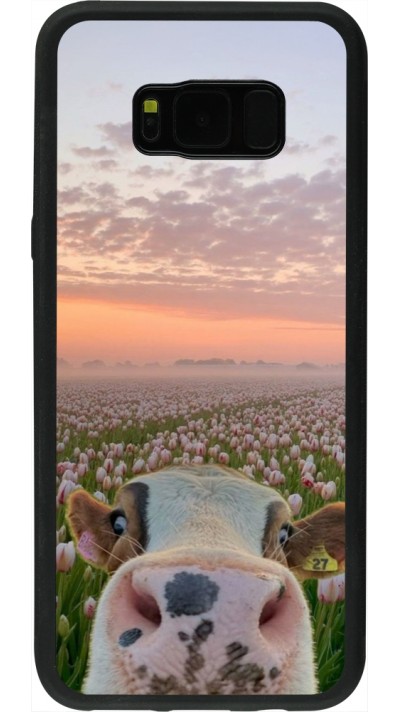 Coque Samsung Galaxy S8+ - Silicone rigide noir Cow with tulips Spring 2026