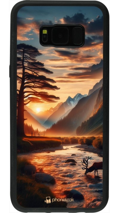 Samsung Galaxy S8+ Case Hülle - Silikon schwarz Tal Sonnenuntergang Hirsch Baum