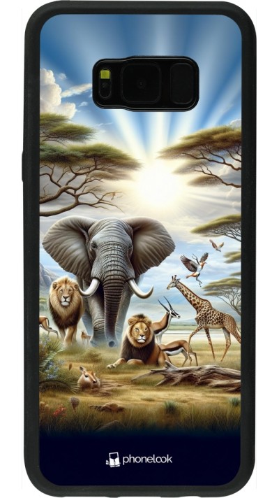 Coque Samsung Galaxy S8+ - Silicone rigide noir Vie sauvage africaine