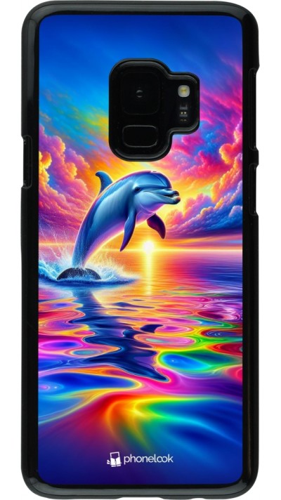 Samsung Galaxy S9 Case Hülle - Glücklicher Regenbogen-Delfin