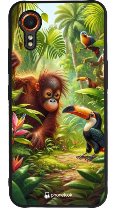 Samsung Galaxy XCover 7 Case Hülle - Silikon schwarz Tropischer Dschungel Tayrona