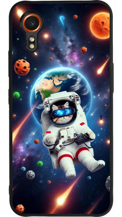 Coque Samsung Galaxy XCover 7 - Silicone rigide noir VR SpaceCat Odyssey