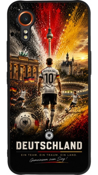 Coque Samsung Galaxy XCover 7 - Silicone rigide noir Football Allemagne splash 2026
