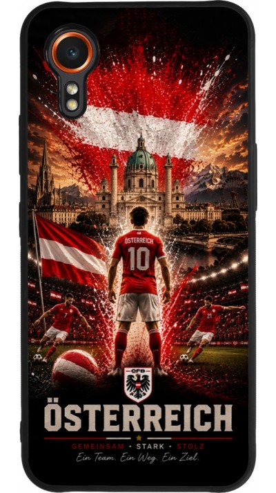 Coque Samsung Galaxy XCover 7 - Silicone rigide noir Football Autriche splash 2026