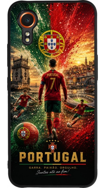 Coque Samsung Galaxy XCover 7 - Silicone rigide noir Football Portugal splash 2026
