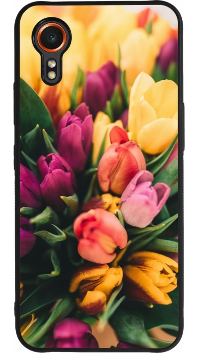 Coque Samsung Galaxy XCover 7 - Silicone rigide noir Bouquet of tulips Spring 2026
