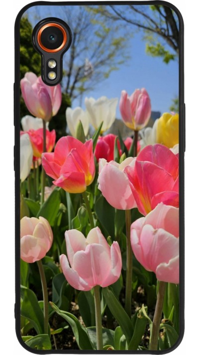 Coque Samsung Galaxy XCover 7 - Silicone rigide noir Tulips Spring 2026