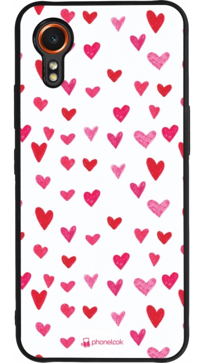Samsung Galaxy XCover 7 Case Hülle - Silikon schwarz Valentine 2022 Many pink hearts