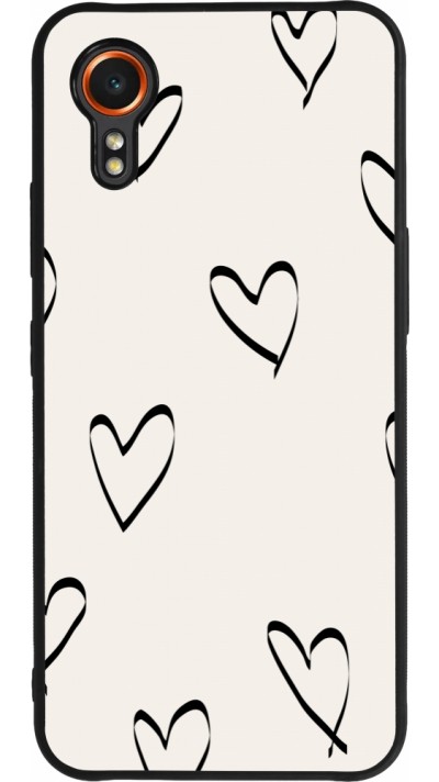 Coque Samsung Galaxy XCover 7 - Silicone rigide noir Valentine 2023 minimalist hearts