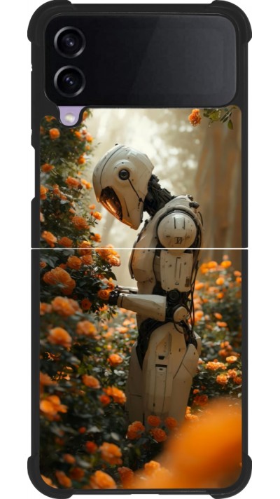Coque Samsung Galaxy Z Flip3 5G - Silicone rigide noir Astronaut flowers 2025