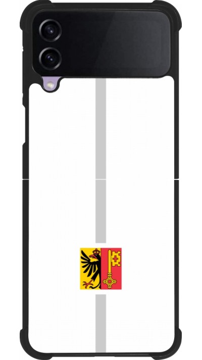 Coque Samsung Galaxy Z Flip3 5G - Silicone rigide noir Canton GE blanc