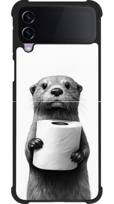 Coque Samsung Galaxy Z Flip3 5G - Silicone rigide noir Loutre papier de toilette