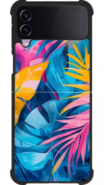 Coque Samsung Galaxy Z Flip3 5G - Silicone rigide noir Palms Blue