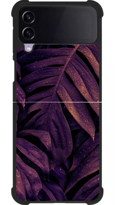 Coque Samsung Galaxy Z Flip3 5G - Silicone rigide noir Purple Light Leaves