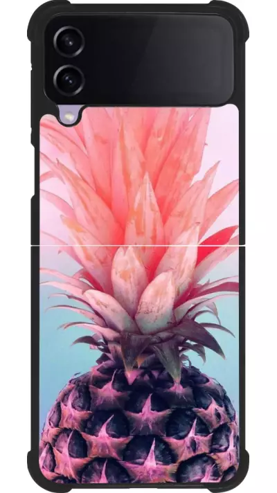 Coque Samsung Galaxy Z Flip3 5G - Silicone rigide noir Purple Pink Pineapple