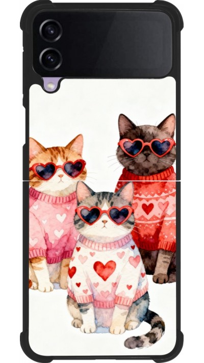 Coque Samsung Galaxy Z Flip3 5G - Silicone rigide noir Saint Valentines Day 26 Cat Love