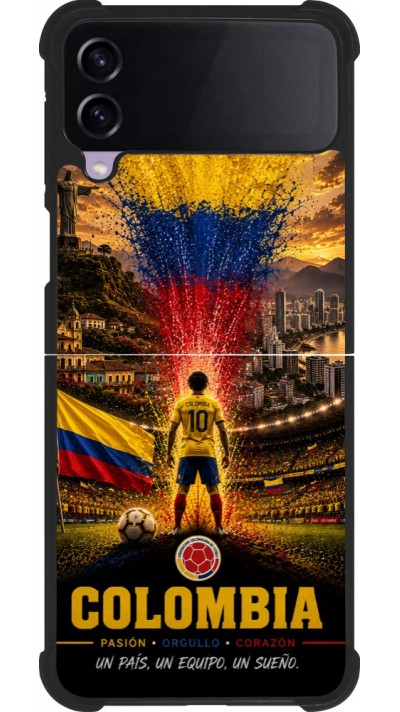 Coque Samsung Galaxy Z Flip3 5G - Silicone rigide noir Football Colombie splash 2026