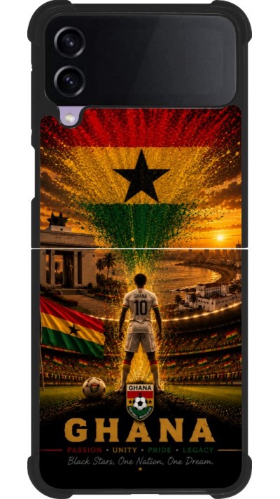 Coque Samsung Galaxy Z Flip3 5G - Silicone rigide noir Football Ghana splash 2026