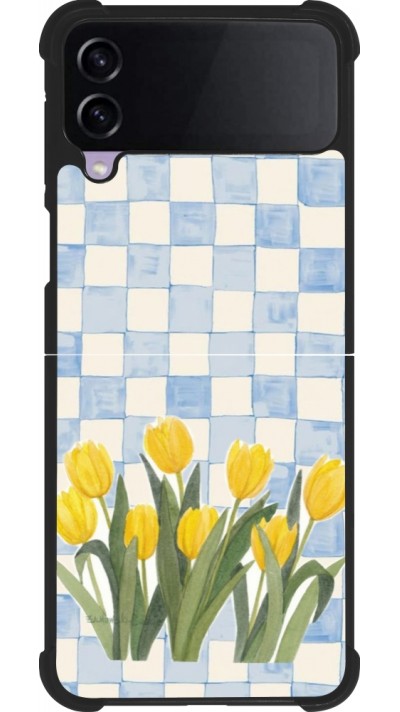 Coque Samsung Galaxy Z Flip3 5G - Silicone rigide noir Blue vichy tulips Spring 2026