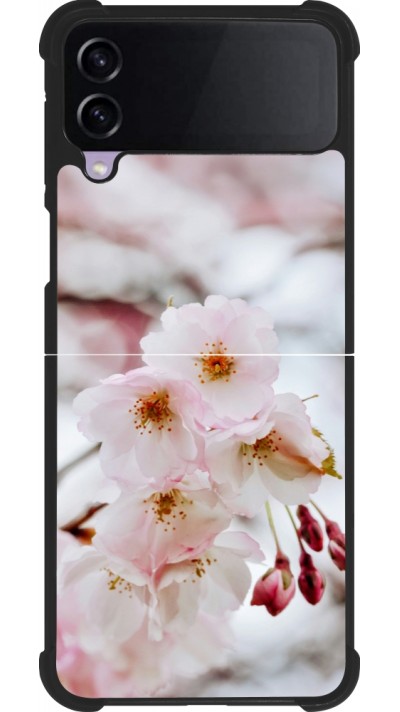 Coque Samsung Galaxy Z Flip3 5G - Silicone rigide noir Cherry tree Spring 2026