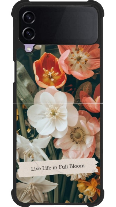 Coque Samsung Galaxy Z Flip3 5G - Silicone rigide noir Full Bloom Spring 2026