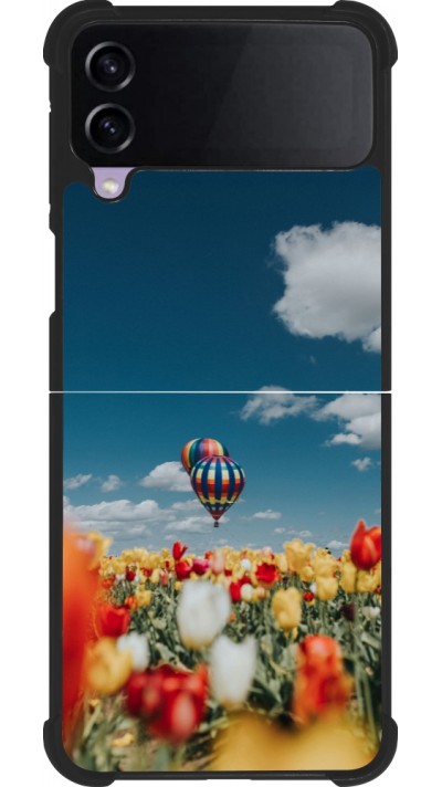 Coque Samsung Galaxy Z Flip3 5G - Silicone rigide noir Hot air balloon Spring 2026