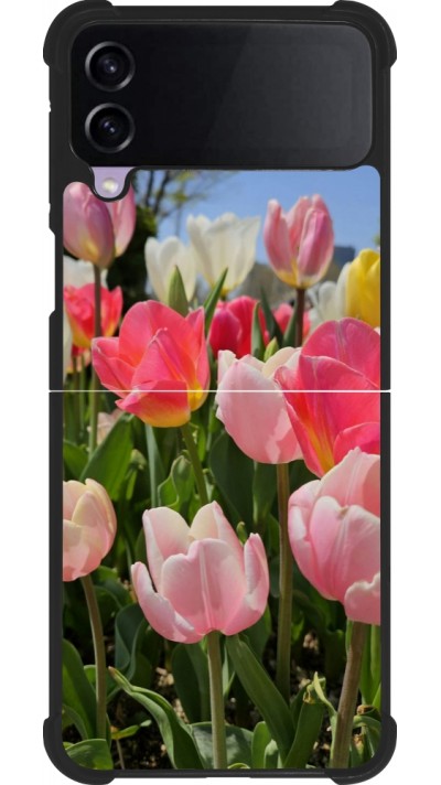 Coque Samsung Galaxy Z Flip3 5G - Silicone rigide noir Tulips Spring 2026