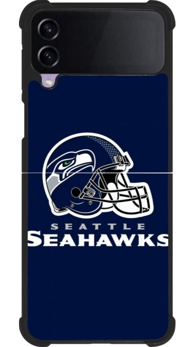 Coque Samsung Galaxy Z Flip3 5G - Silicone rigide noir Super Bowl 26 Seattle 3