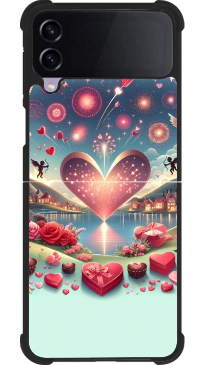 Coque Samsung Galaxy Z Flip3 5G - Silicone rigide noir Valentine 2025 Chic