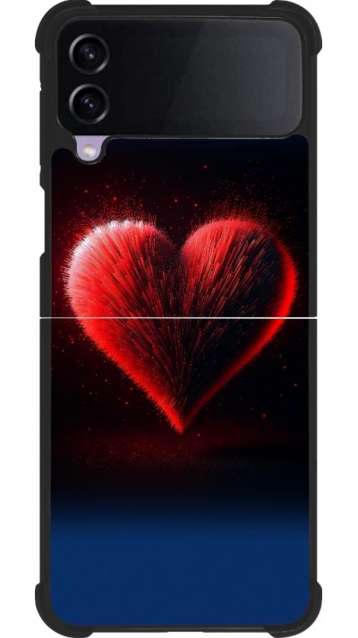Coque Samsung Galaxy Z Flip3 5G - Silicone rigide noir Valentine 2025 coeur rouge