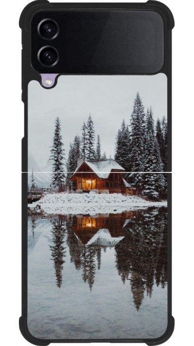 Samsung Galaxy Z Flip3 5G Case Hülle - Silikon schwarz Winter 25 Winter house forest afternoon