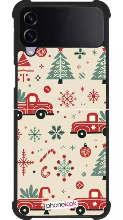 Coque Samsung Galaxy Z Flip3 5G - Silicone rigide noir Noël 2024 Camion Sapin