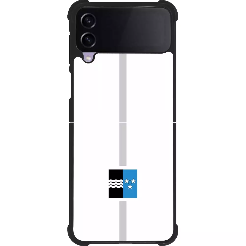 Coque Samsung Galaxy Z Flip4 - Silicone rigide noir Canton AG blanc