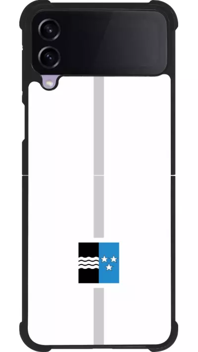 Coque Samsung Galaxy Z Flip4 - Silicone rigide noir Canton AG blanc