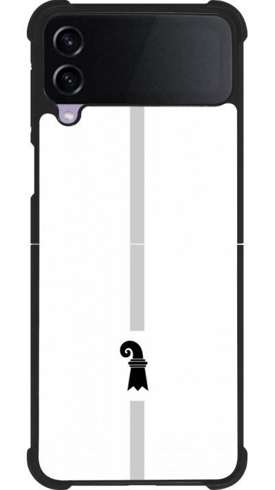 Coque Samsung Galaxy Z Flip4 - Silicone rigide noir Canton BS blanc