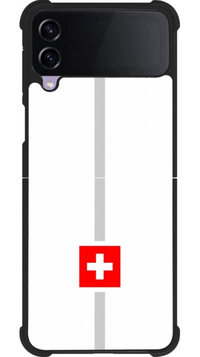 Coque Samsung Galaxy Z Flip4 - Silicone rigide noir Canton CH blanc