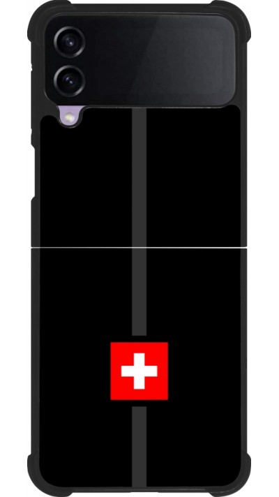 Coque Samsung Galaxy Z Flip4 - Silicone rigide noir Canton CH noir