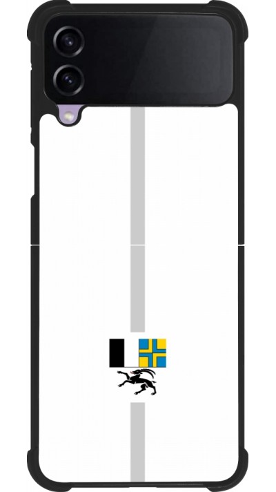 Coque Samsung Galaxy Z Flip4 - Silicone rigide noir Canton GR blanc
