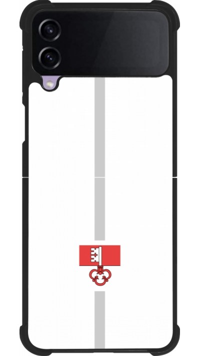 Coque Samsung Galaxy Z Flip4 - Silicone rigide noir Canton OW blanc