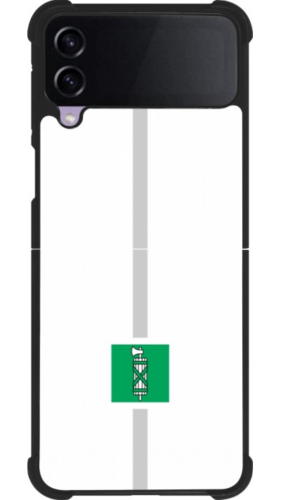 Coque Samsung Galaxy Z Flip4 - Silicone rigide noir Canton SG blanc