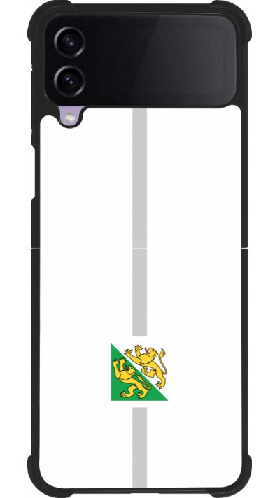 Coque Samsung Galaxy Z Flip4 - Silicone rigide noir Canton TG blanc