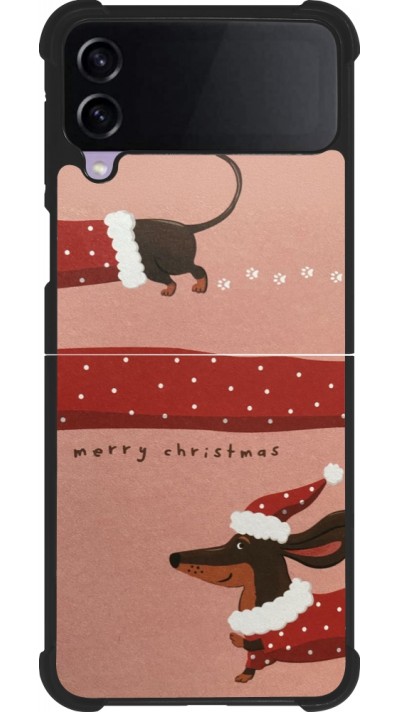 Samsung Galaxy Z Flip4 Case Hülle - Silikon schwarz Christmas 25 Teckel Merry Xmas