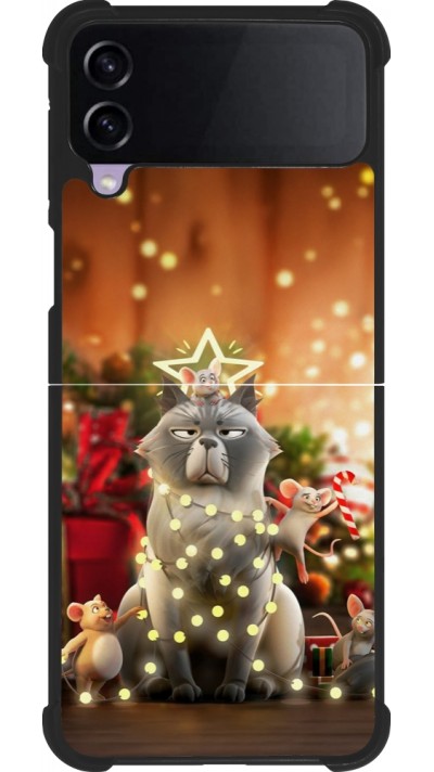 Samsung Galaxy Z Flip4 Case Hülle - Silikon schwarz Christmas 25 Xmas Cat