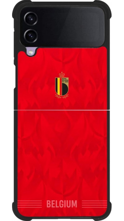 Coque Samsung Galaxy Z Flip4 - Silicone rigide noir Maillot de football Belgique 2026 personnalisable