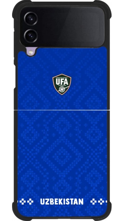 Coque Samsung Galaxy Z Flip4 - Silicone rigide noir Maillot de football Ouzbékistan 2026 personnalisable