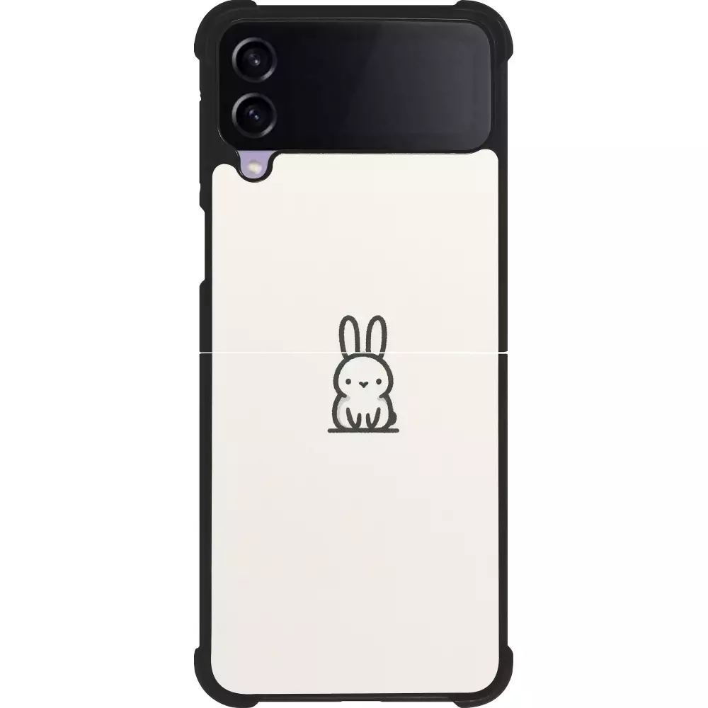 Coque Samsung Galaxy Z Flip4 - Silicone rigide noir Minimal bunny cutie