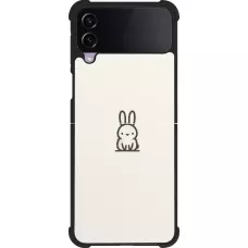 Coque Samsung Galaxy Z Flip4 - Silicone rigide noir Minimal bunny cutie